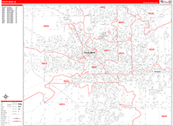 South Bend Wall Map Zip Code Red Line Style 2026